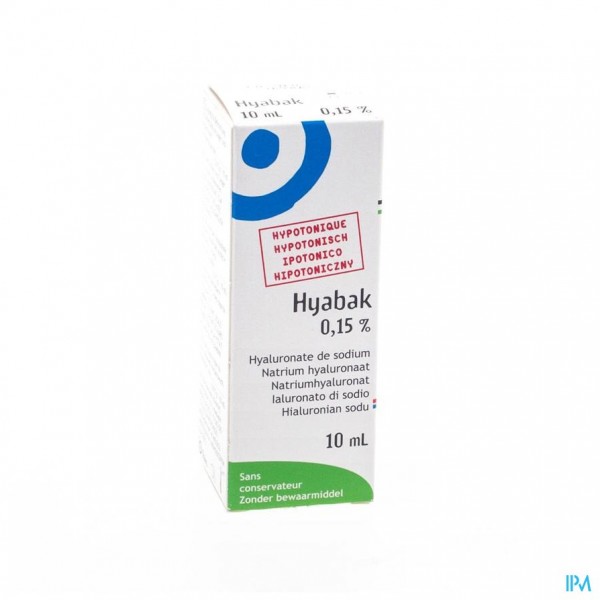 Hyabak 0,15% Oogdruppels Hyaluron Nf 10ml